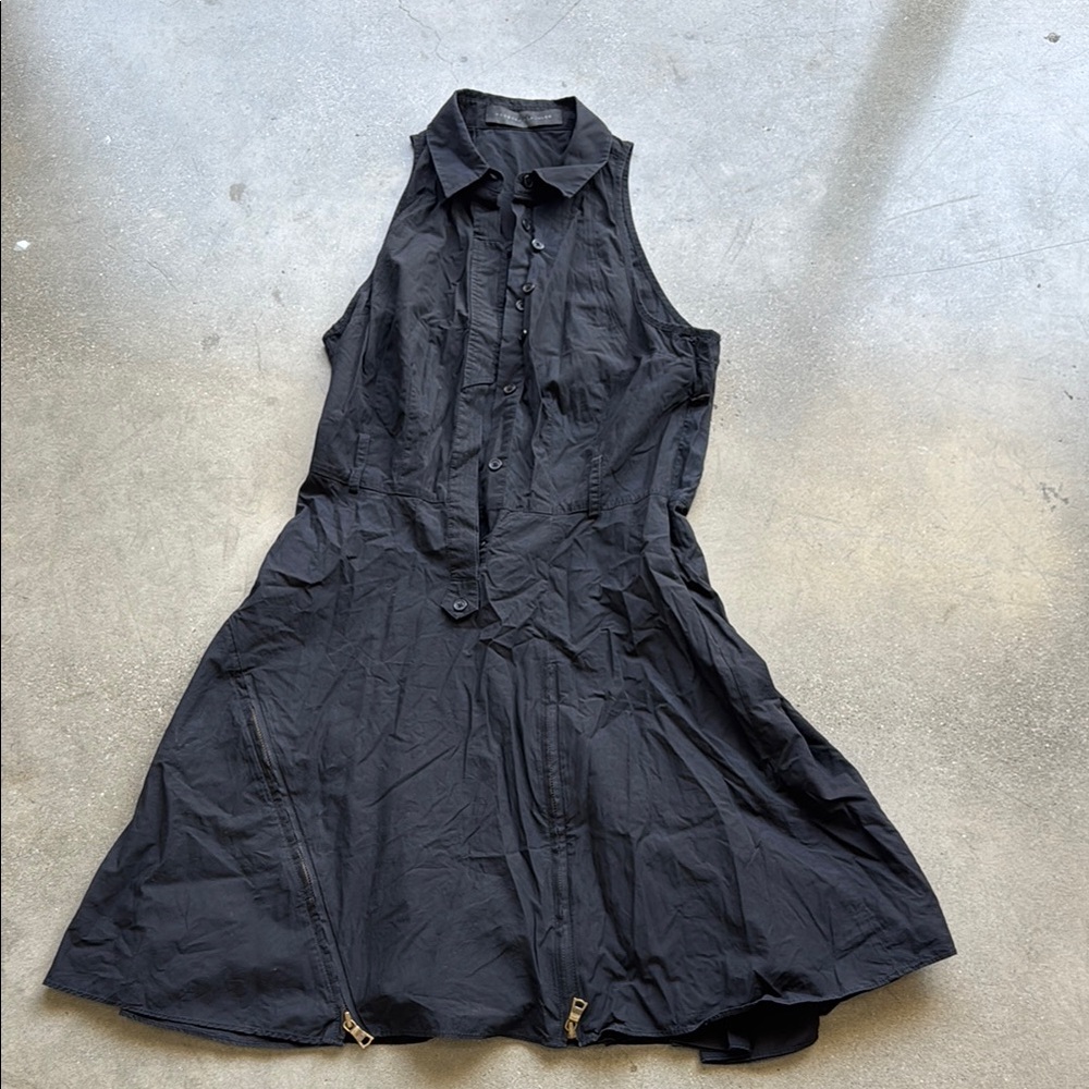 Proenza Schouler Black Sleeveless Polo Collar Mini Dress